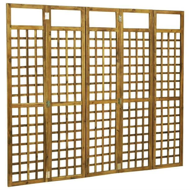 vidaXL Solid Acacia Wood 5-Panel Room Divider/Trellis 78.7"x66.9" Screen Panel vidaXL Solid Acacia Wood 5-Panel Room Divider/Trellis 78.7"x66.9" Screen Panel